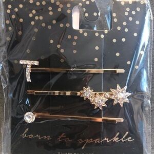 BORN TO SPARKLE Initial T Hair Pins set of 3 Sparkled Hair Bling New NIP